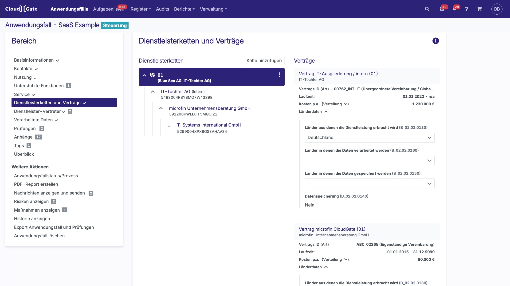 Dienstleisterketten & Verträge